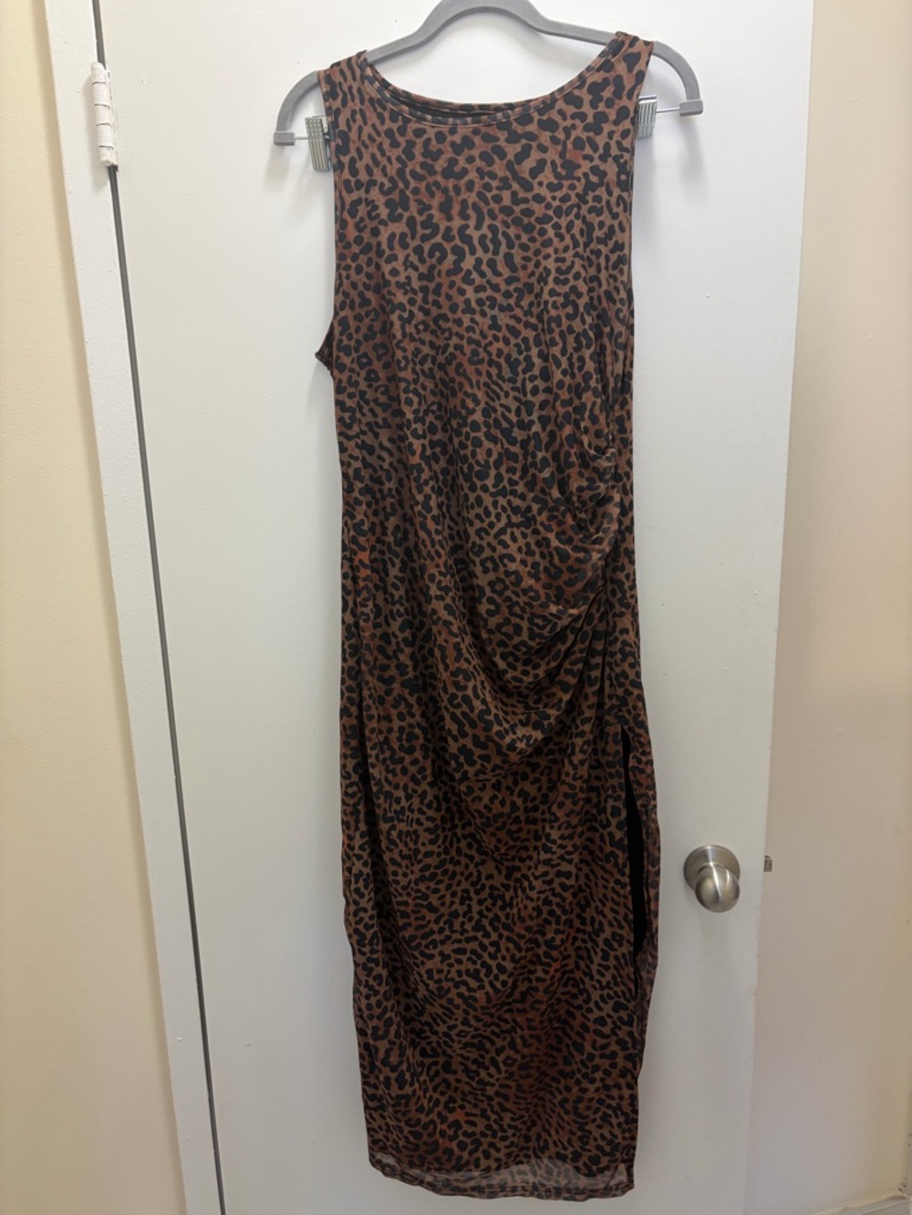 SHEIN EZwear Plus Leopard Print Split Thigh Dress For Summer Size 1X